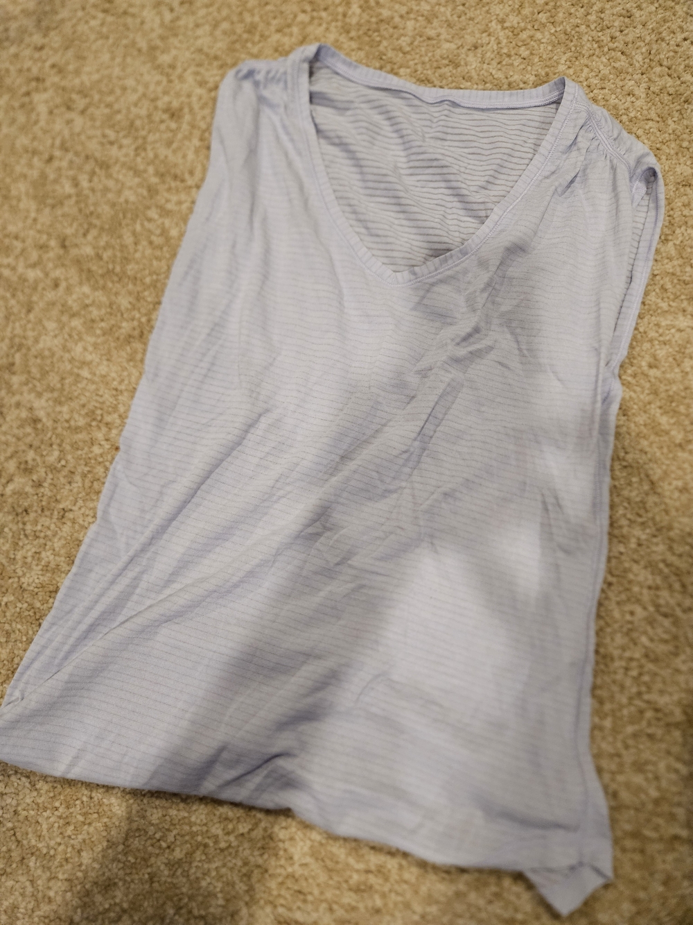 lululemon athletica Light Blue Striped V-Neck Tank